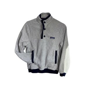 Patagonia Lightweight Synchilla Snap-T Fleece Pullover Heather Gray/Navy Men XXS
